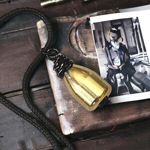 Real Brass Faux Bullet Pendant Necklace